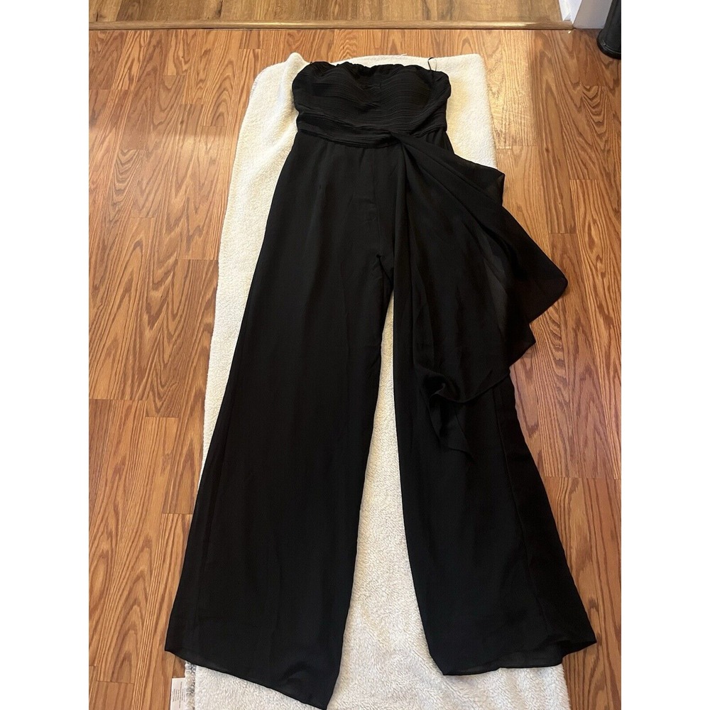 Luxxel Jumpsuit‎ Womens SIZE  M Black Sleeveless Wide Leg Cocktail Formal